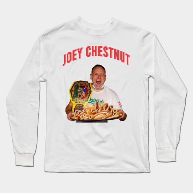 the king of hot dog joey chestnut Long Sleeve T-Shirt by rsclvisual